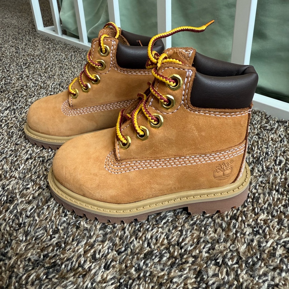 Timberland Kids Brown Boots with Yellow Laces